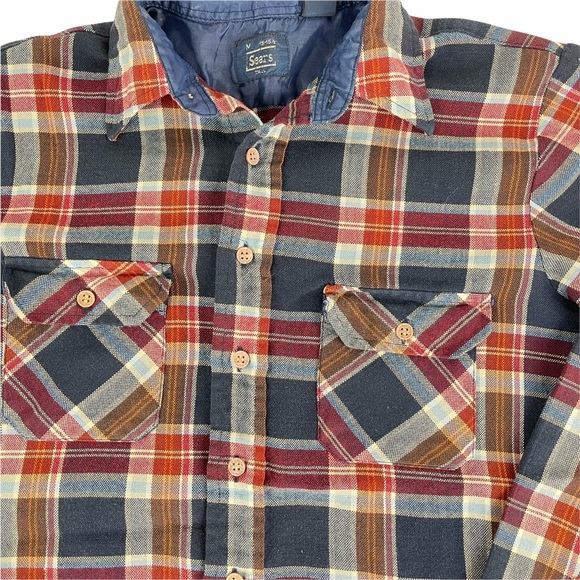Vintage Red and Blue Plaid Flannel Shirt, Med Tall - Picture 4 of 11